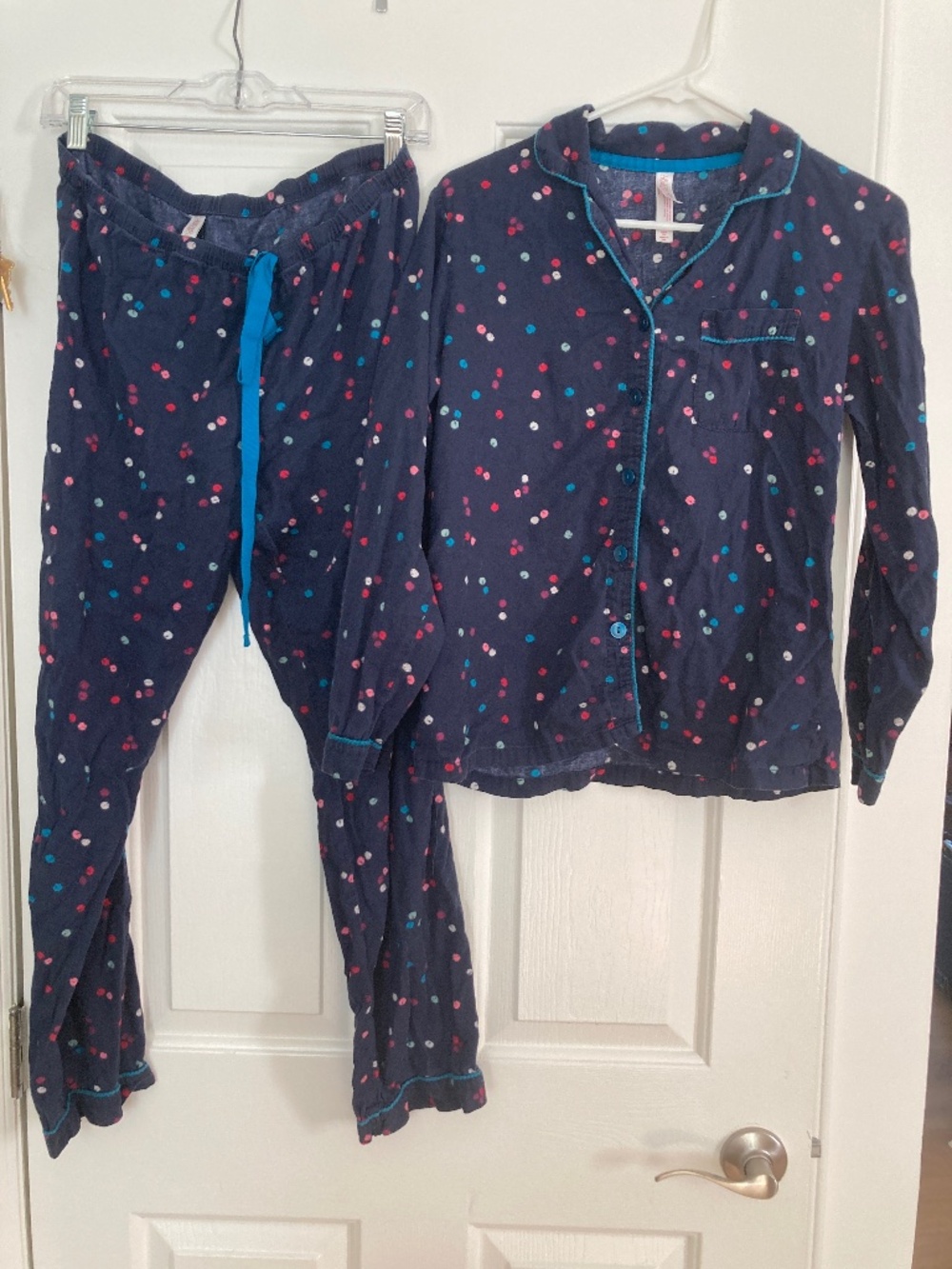 Gilligan & O'Malley Navy Blue Multicolor Polka Dot Cotton Pajama Set